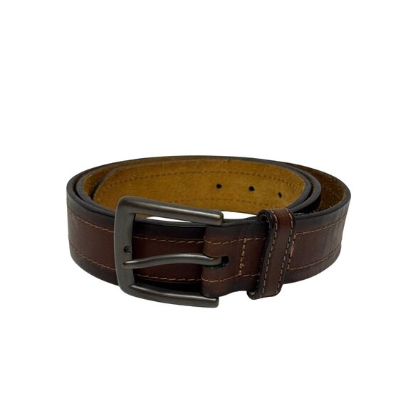 Duluth Trading Co Men's Brown Leather Belt Size 42 1.5" Wide Single Buckle - Picture 1 of 5
